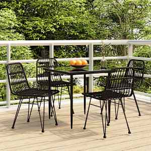 Vrtna jedilna garnitura 5-delna črn poli ratan