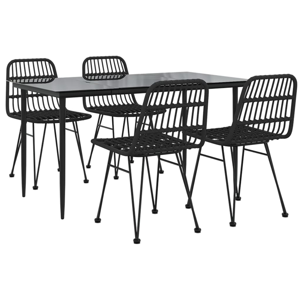 vidaXL 5-delige Tuinset poly rattan zwart afbeelding