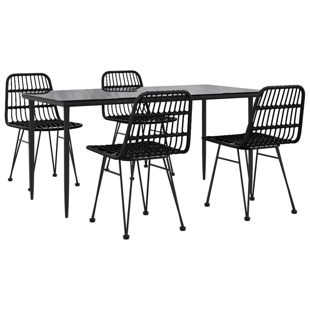 vidaXL Ensemble à manger de jardin 5 pcs Noir Résine tressée