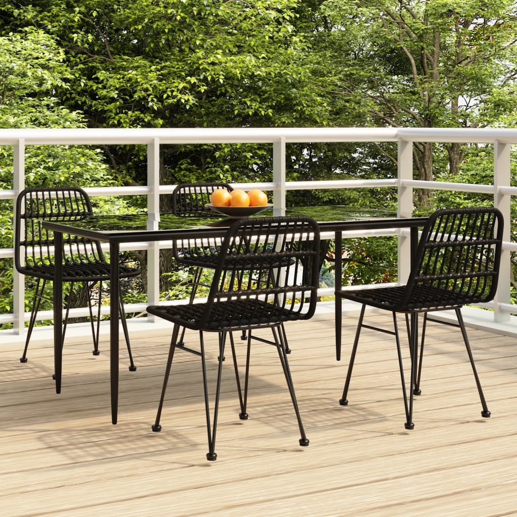 vidaXL Set mobilier de grădină, 5 piese, negru, poliratan