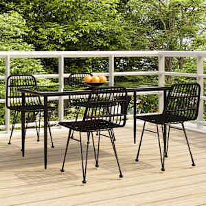 Vrtna jedilna garnitura 5-delna črn poli ratan