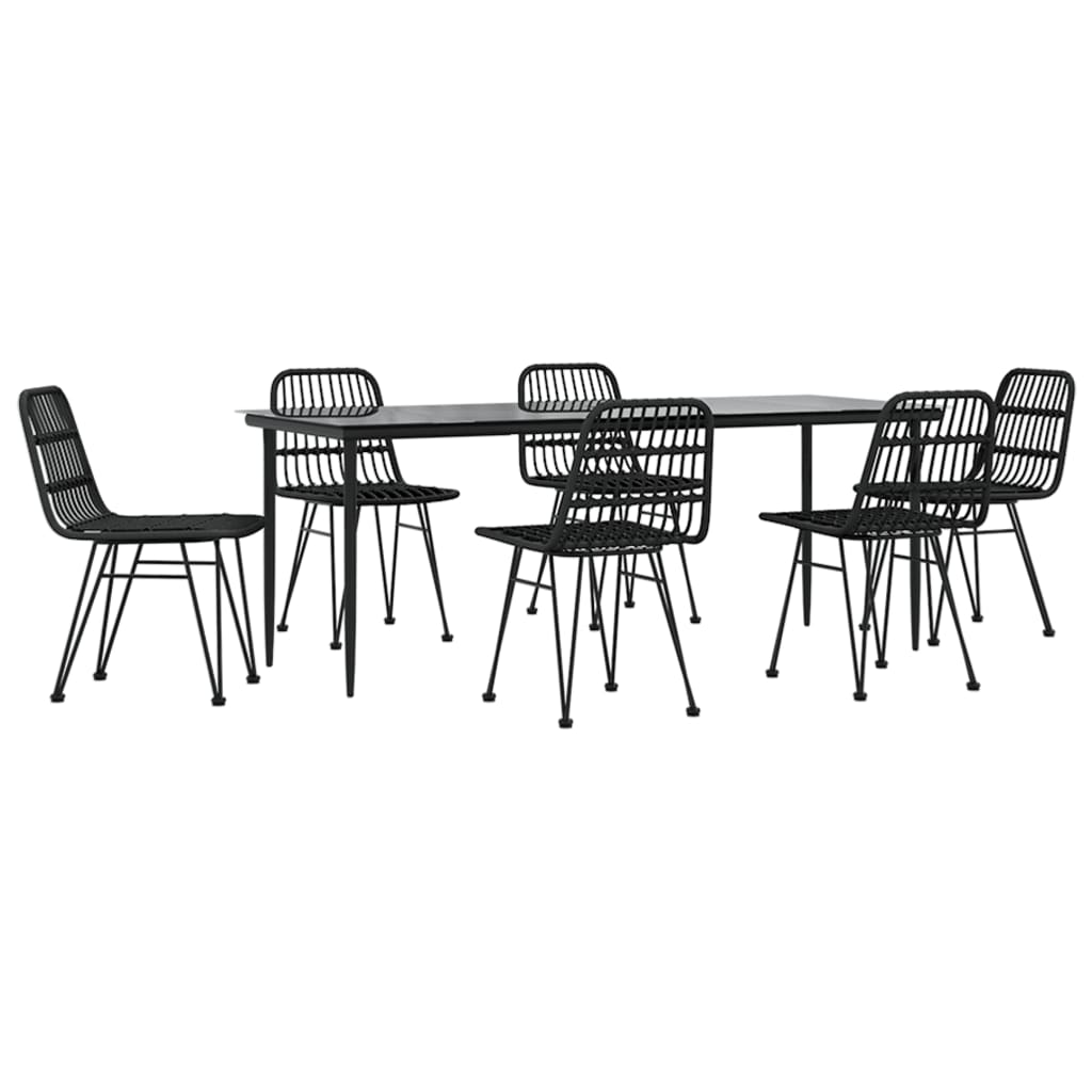 vidaXL Set da Pranzo da Giardino 7 pz Nero in Polyrattan