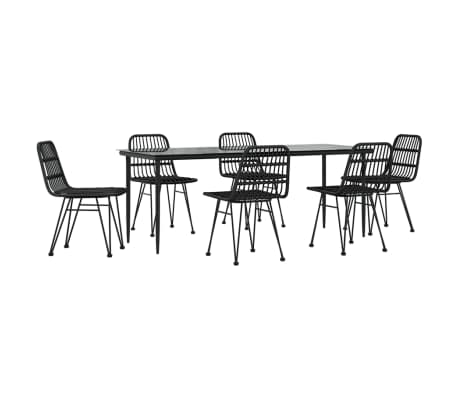 vidaXL Set da Pranzo da Giardino 7 pz Nero in Polyrattan