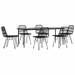 vidaXL 7-delige Tuinset poly rattan zwart