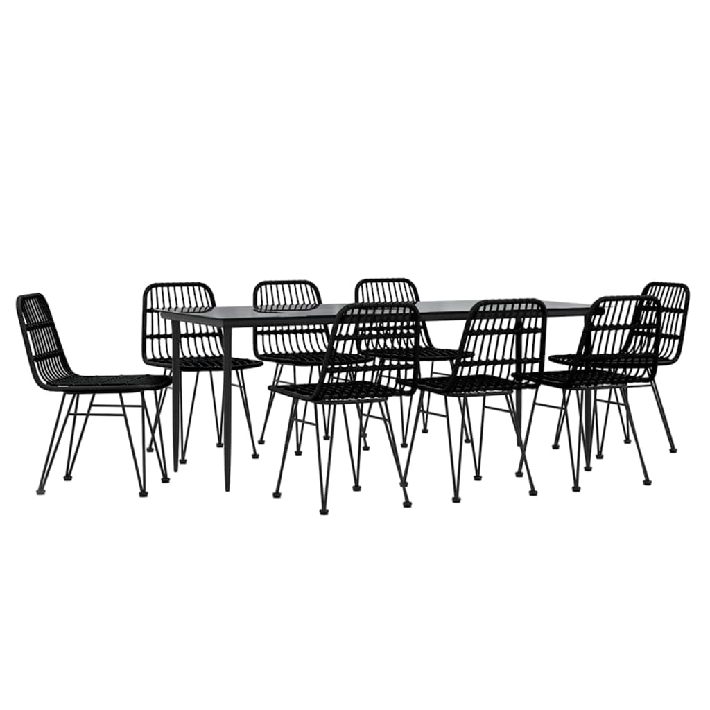 vidaXL Ensemble à manger de jardin 9 pcs Noir Résine tressée