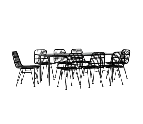 vidaXL Ensemble à manger de jardin 9 pcs Noir Résine tressée