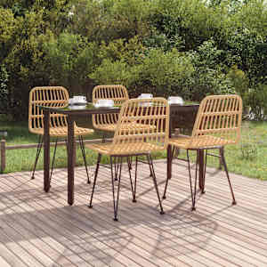 Vrtna jedilna garnitura 5-delna črn poli ratan