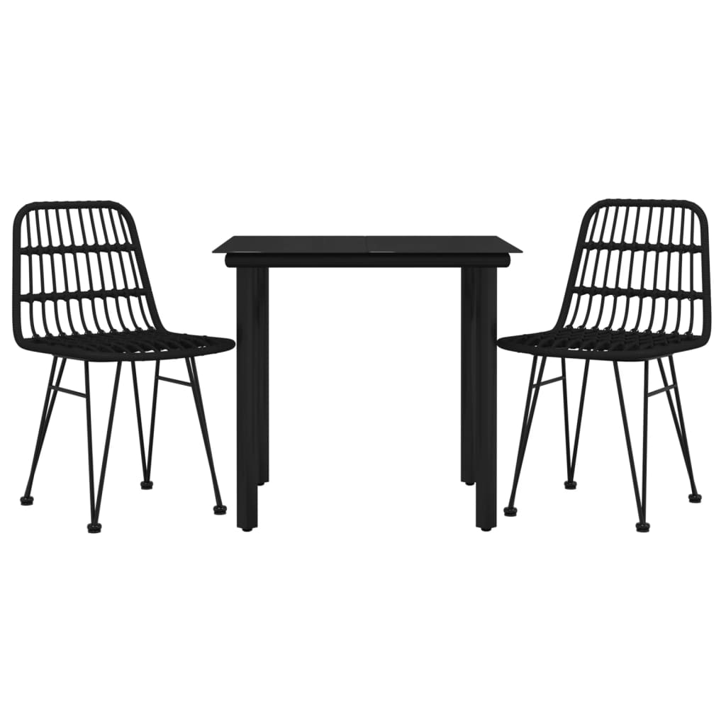 vidaXL 3-delige Tuinset poly rattan zwart afbeelding