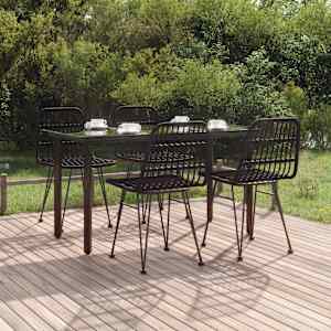 Vrtna jedilna garnitura 5-delna črn poli ratan