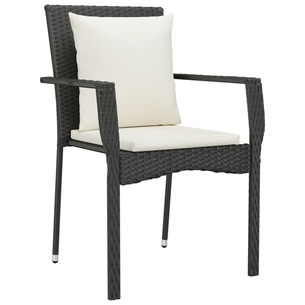 Zestaw mebli ogrodowych rattan PE - czarny, 4 krzesła, stół 90x90 cm
