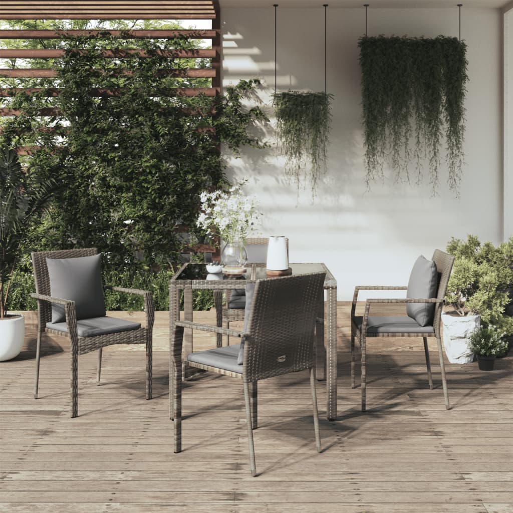 vidaXL Ensemble de salle à manger de jardin 5 pcs avec coussins Gris