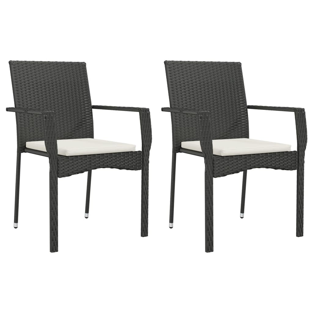 Zestaw mebli ogrodowych rattanowy czarny 2 krzesła + stół 90x90 cm