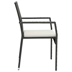 7dílný zahradní jídelní set s poduškami černý polyratan - obrázek 6