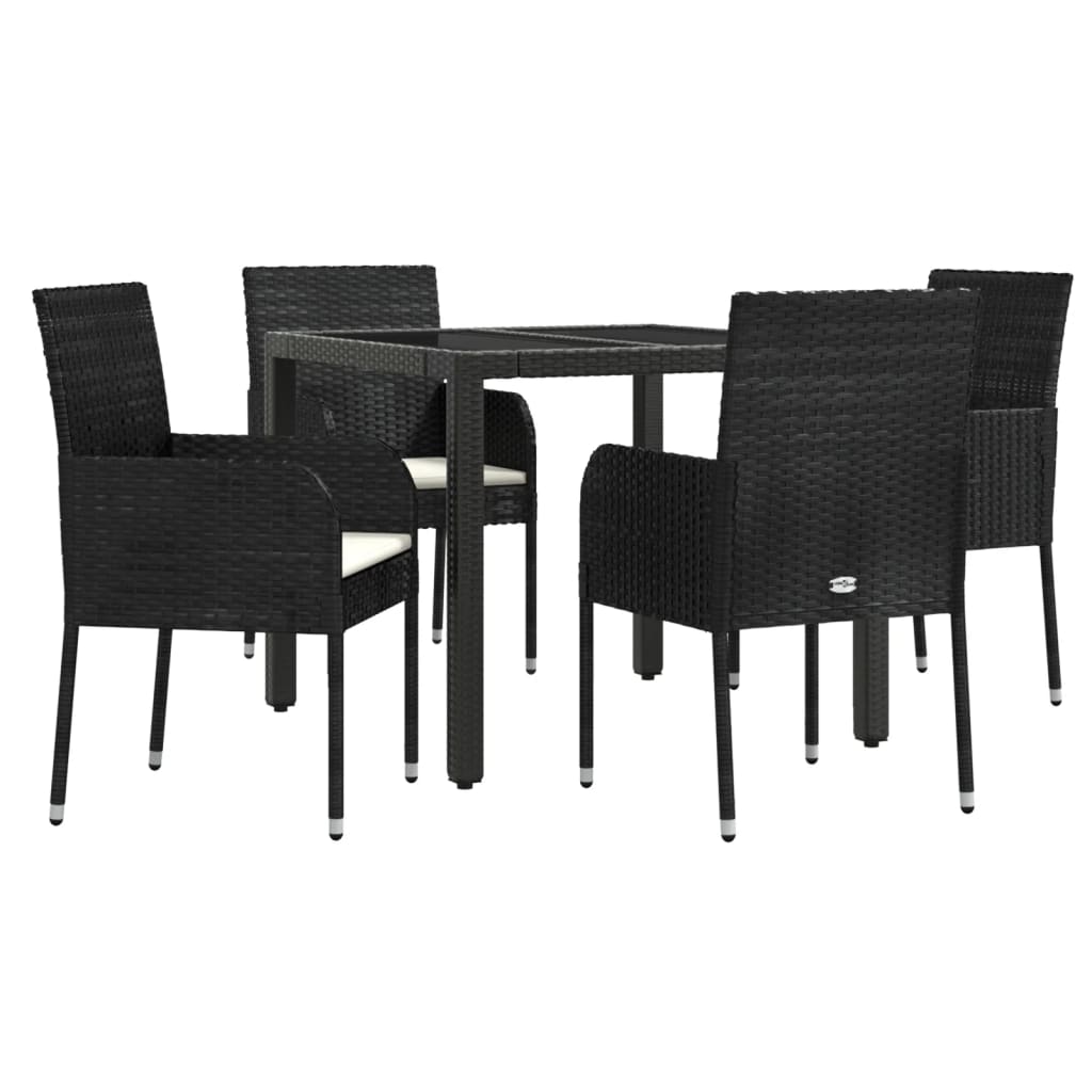 vidaXL 5-delige Tuinset met kussens poly rattan zwart afbeelding