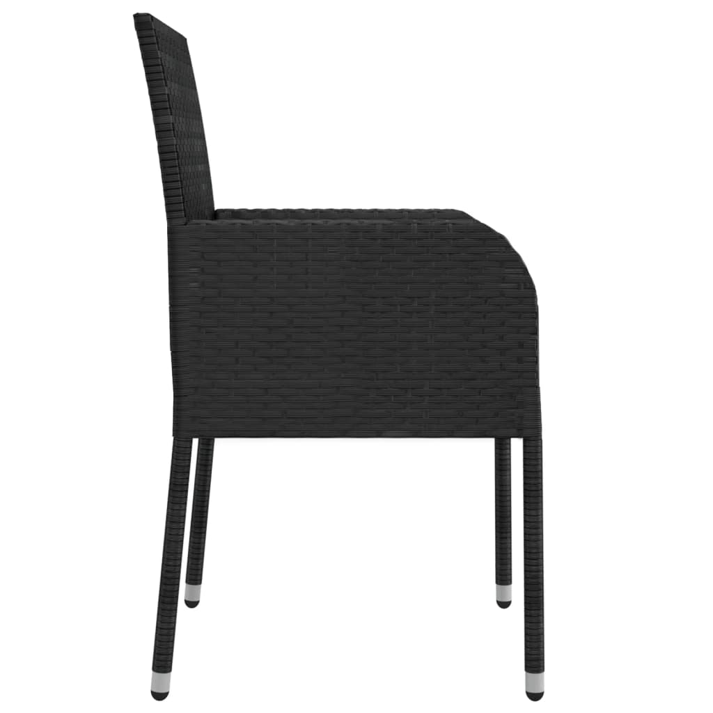 Zestaw mebli ogrodowych rattanowych, czarny, 6 krzeseł, stół 190x90 cm