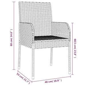 9dílný zahradní jídelní set s poduškami černý polyratan - obrázek 10