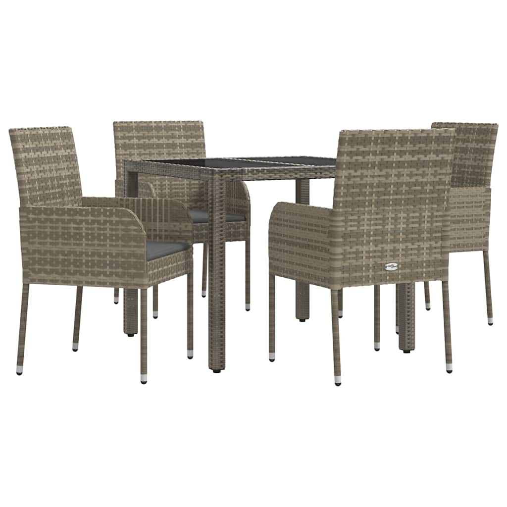 vidaXL 5-delige Tuinset met kussens poly rattan grijs afbeelding