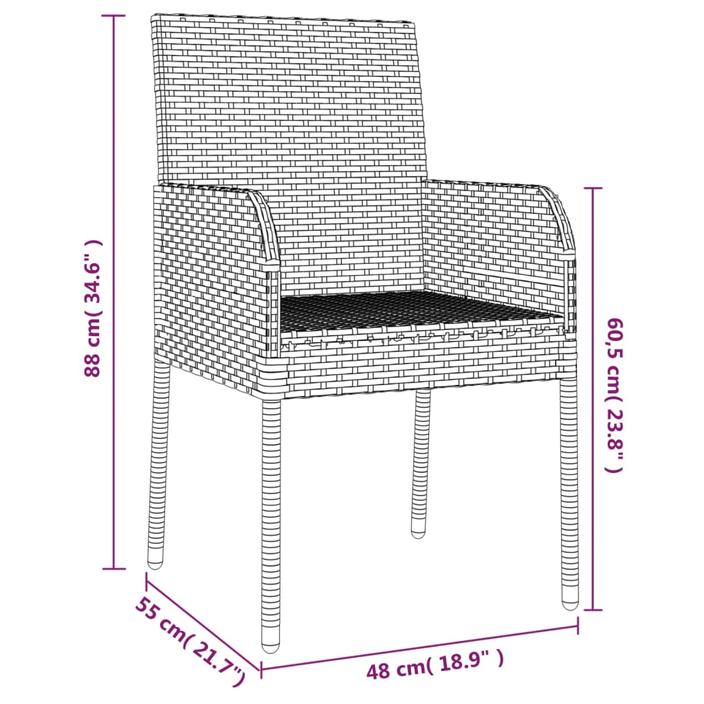 Set mobilier de grădină cu perne, 5 piese, gri, poliratan