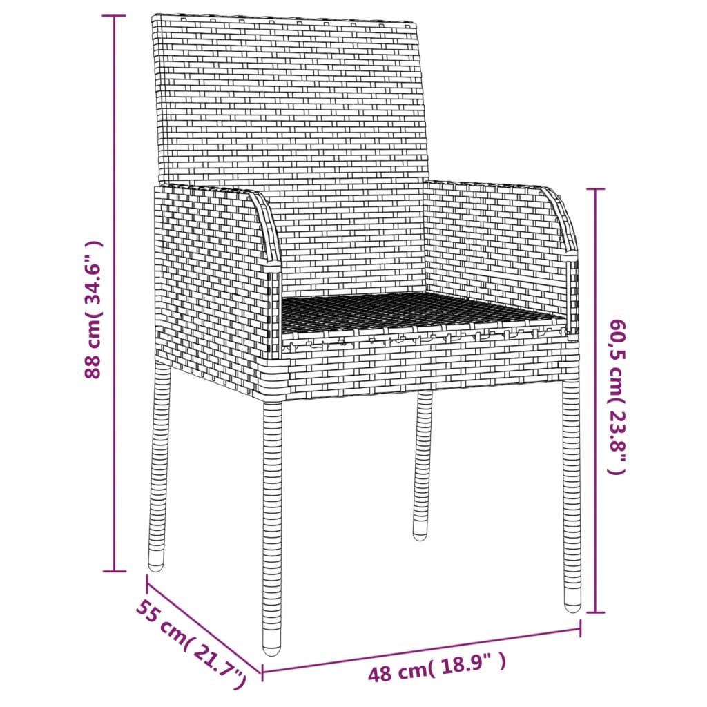 Zestaw mebli ogrodowych rattan PE 6 krzeseł + stół 150x90 szary