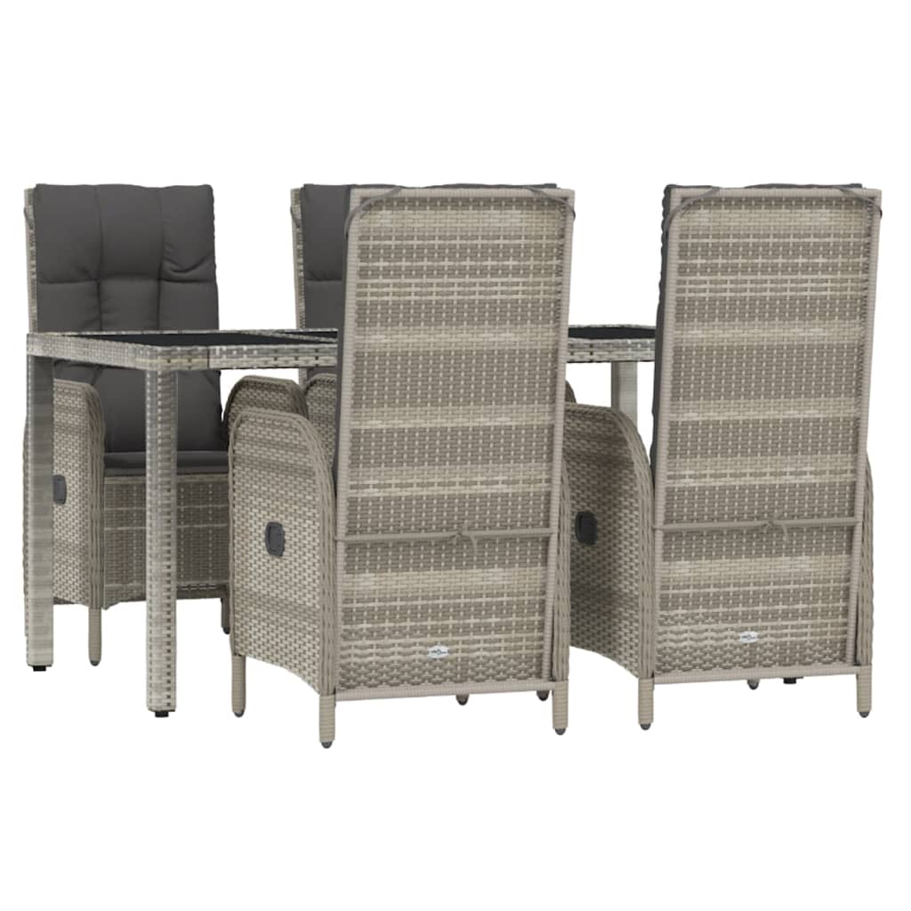 vidaXL 5-delige Tuinset met kussens poly rattan grijs afbeelding