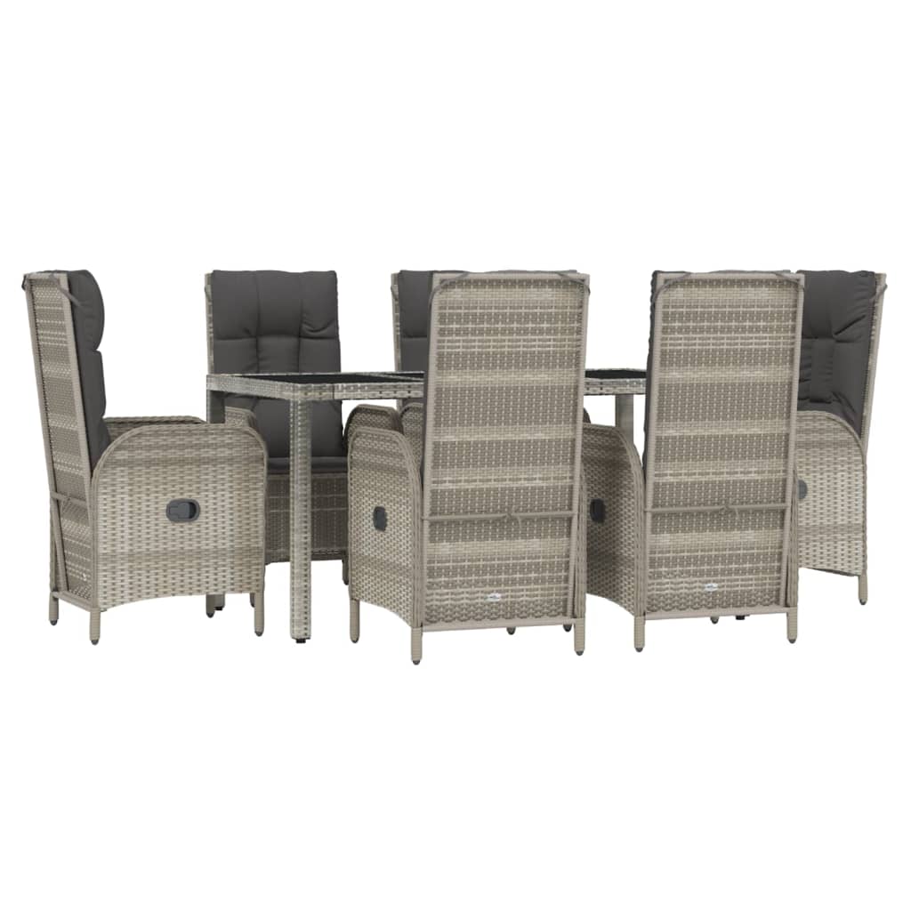 Thumbnail - vidaXL 7-tlg. Garten-Essgruppe mit Kissen Grau Poly Rattan