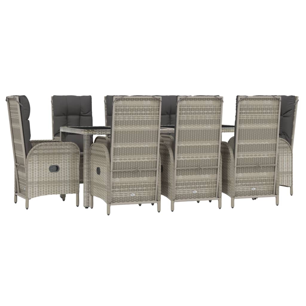 vidaXL 9-delige Tuinset met kussens poly rattan grijs afbeelding