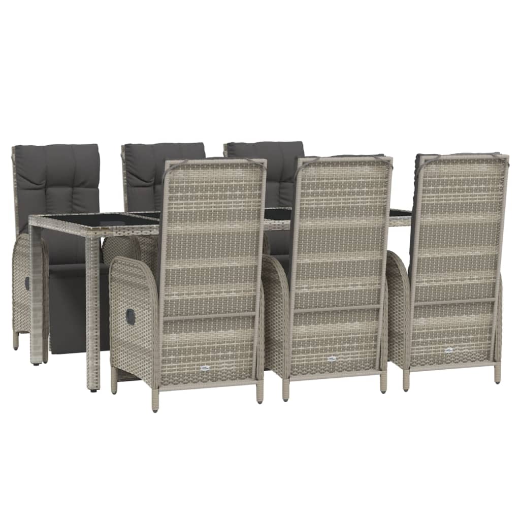 vidaXL 7-delige Tuinset met kussens poly rattan grijs afbeelding