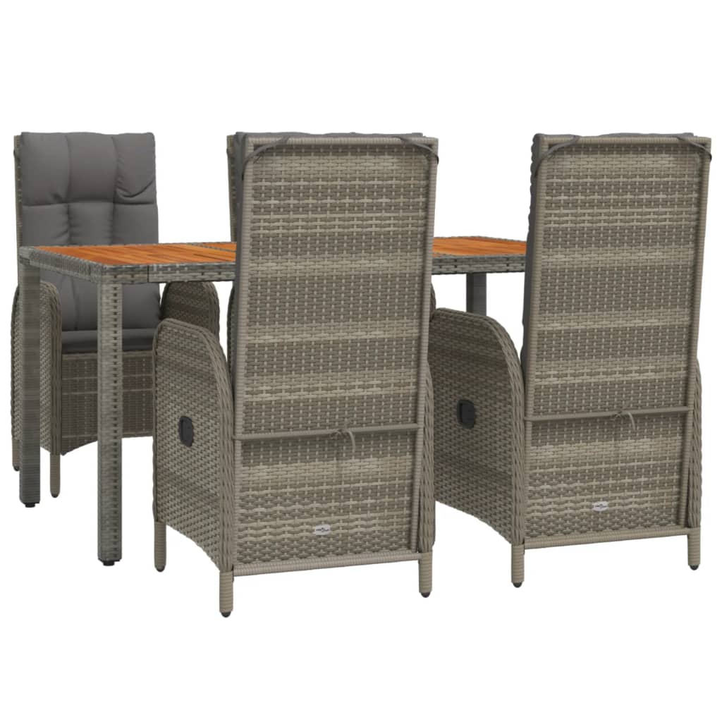 vidaXL 5-delige Tuinset met kussens poly rattan grijs afbeelding