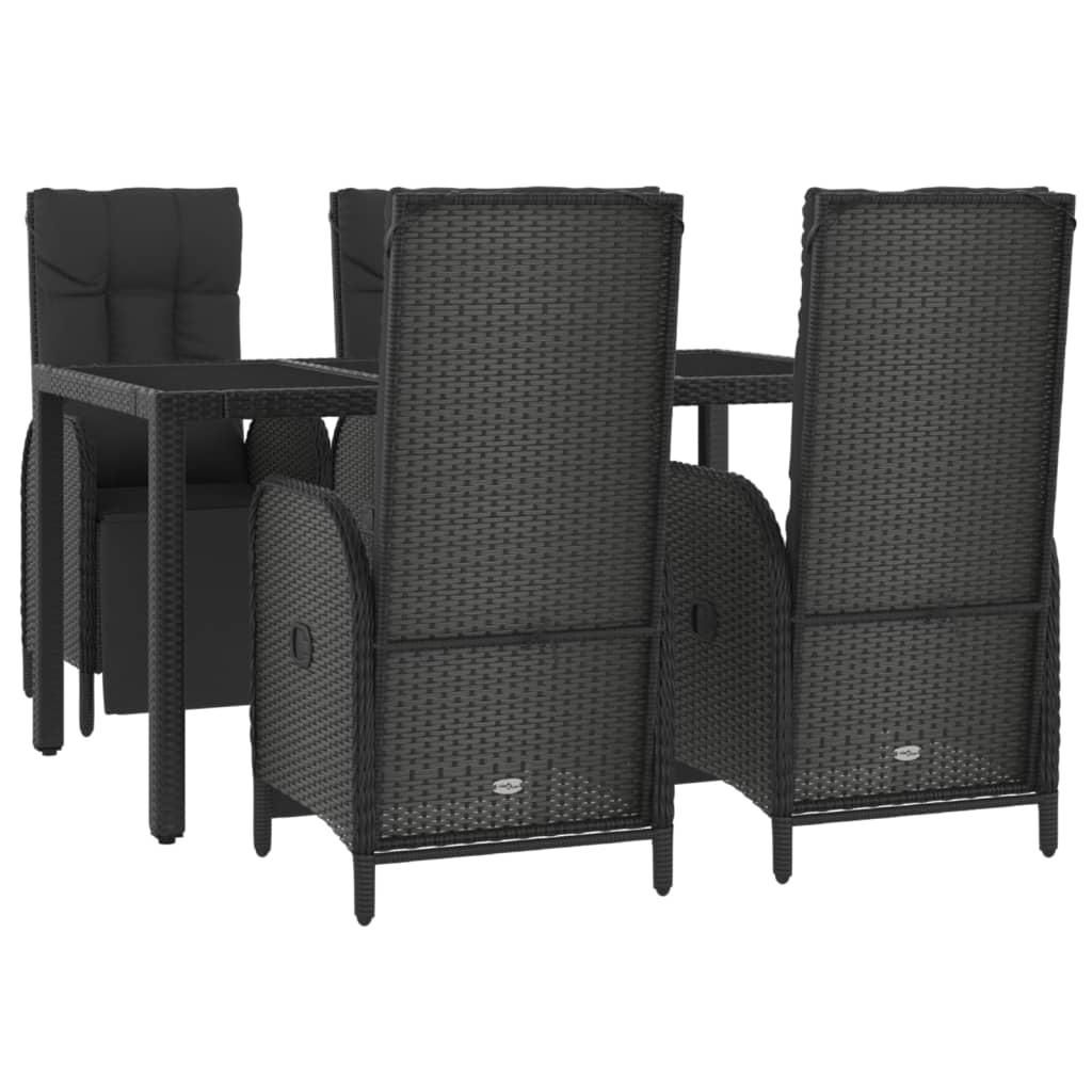 Zestaw mebli ogrodowych 4 krzesła + stół czarne rattan PE