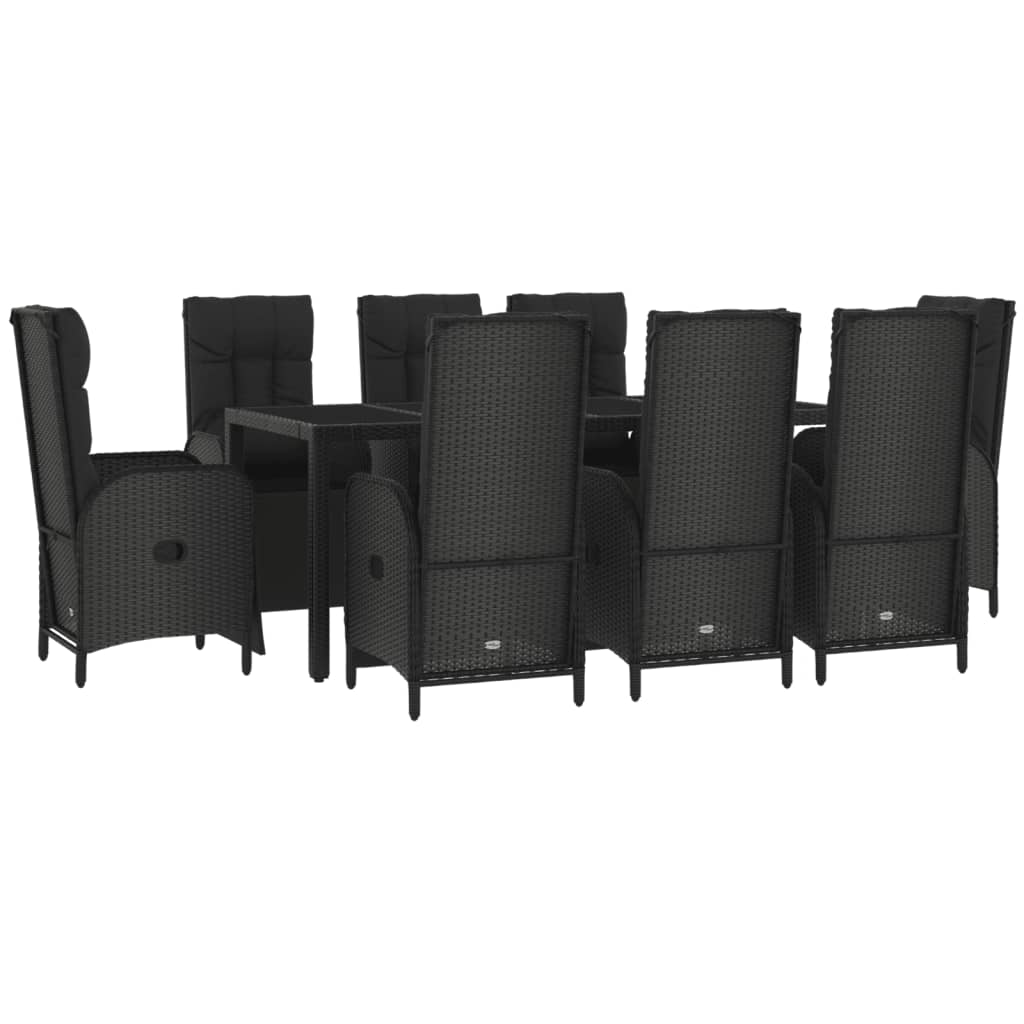 vidaXL 9-delige Tuinset poly rattan zwart afbeelding