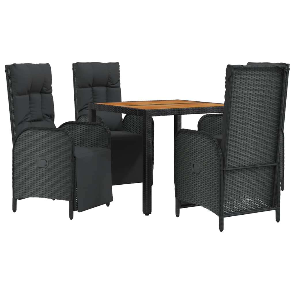 Thumbnail - vidaXL 5-tlg. Garten-Essgruppe mit Kissen Schwarz Poly Rattan