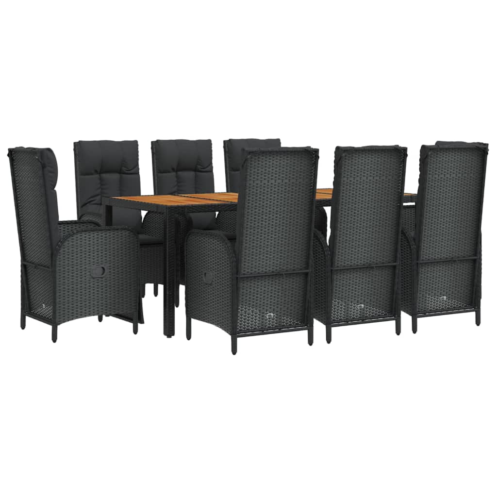 vidaXL 9-delige Tuinset poly rattan zwart afbeelding