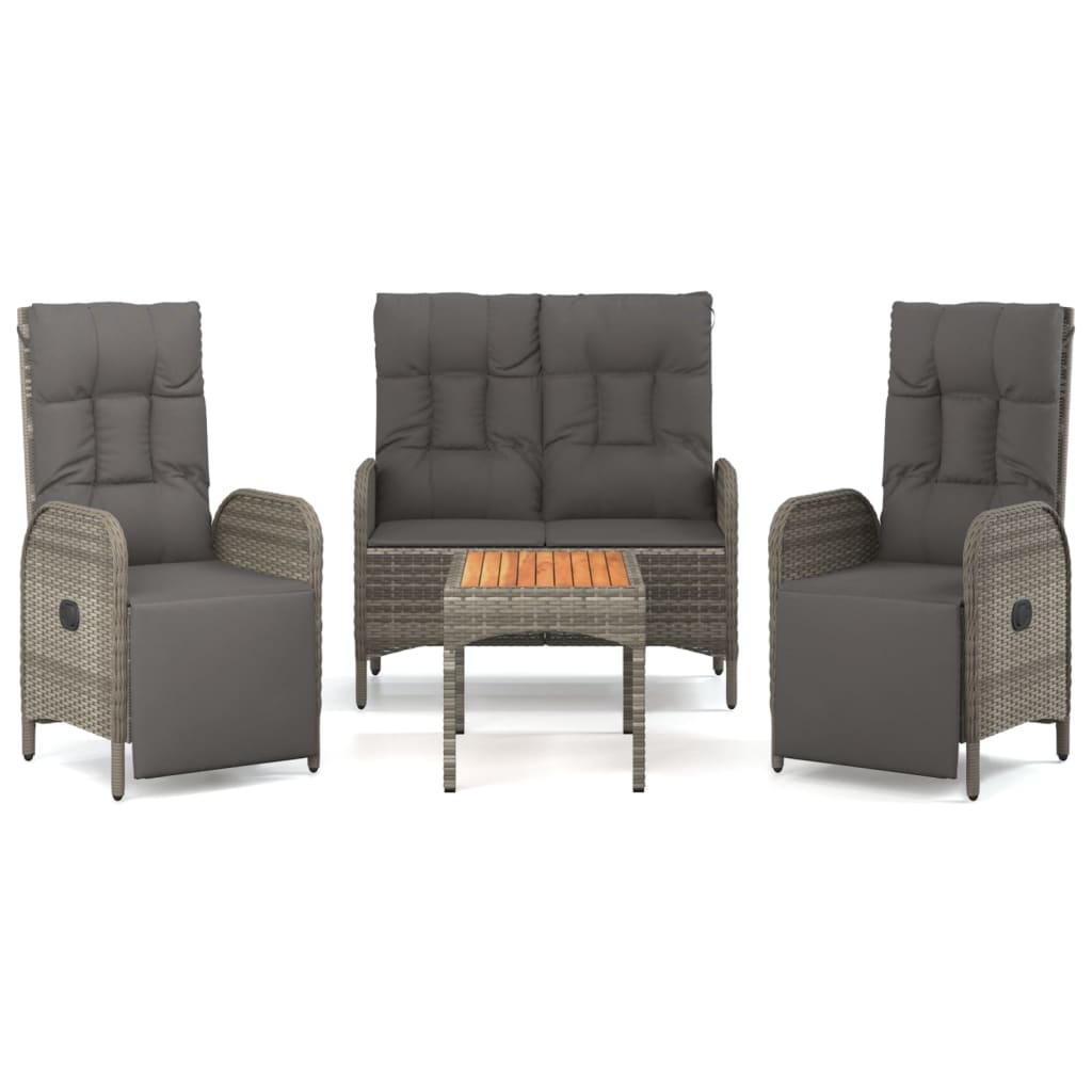 Thumbnail - vidaXL 4-tlg. Garten-Essgruppe mit Kissen Grau Poly Rattan