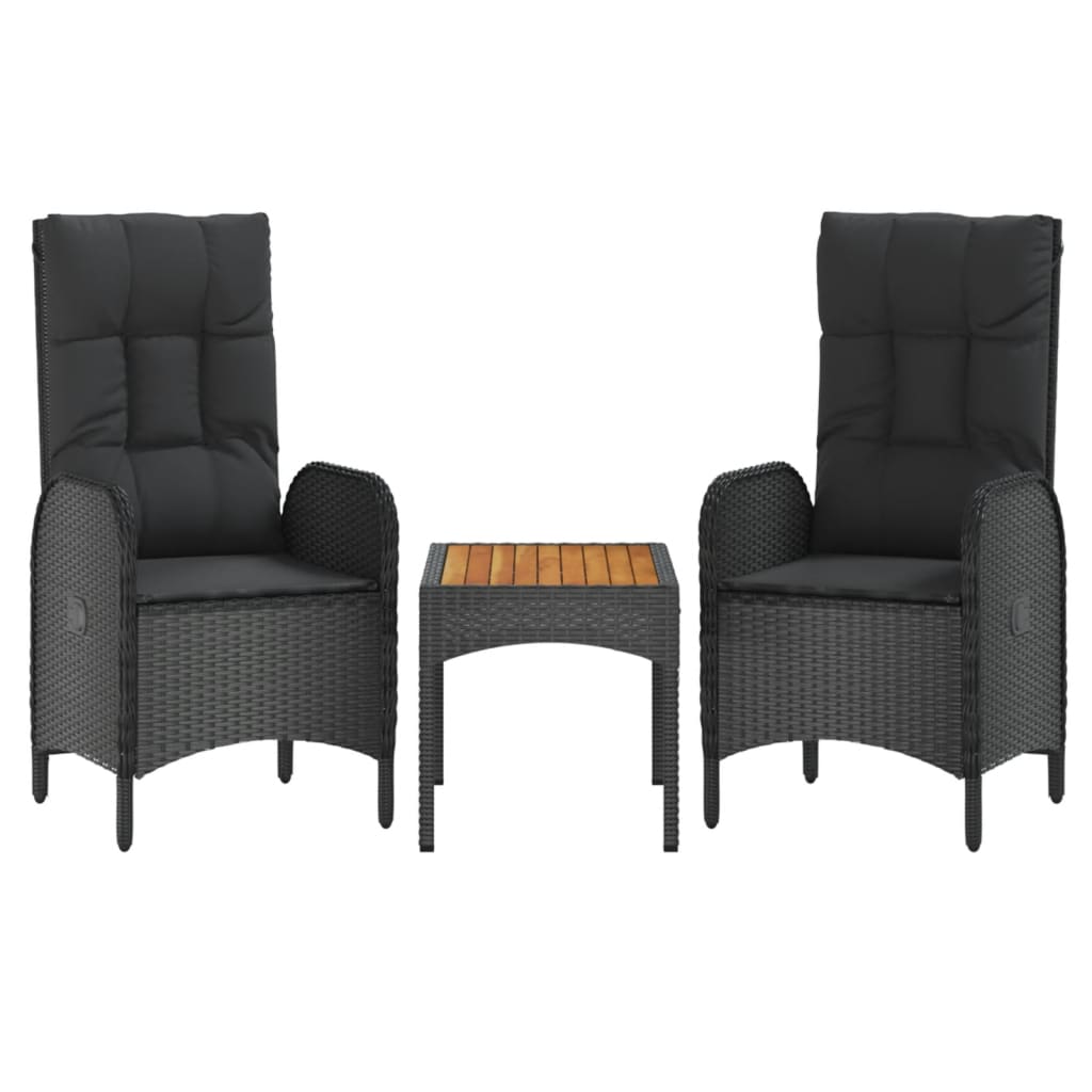 Set mobilier de grădină cu perne, 5 piese, negru, poliratan