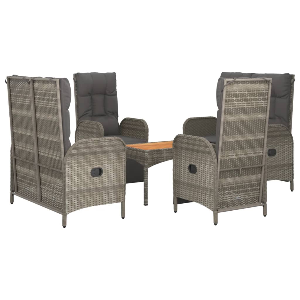 vidaXL 5-delige Tuinset met kussens poly rattan grijs afbeelding