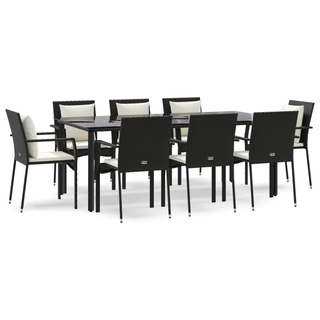 vidaXL 9-delige Tuinset poly rattan zwart