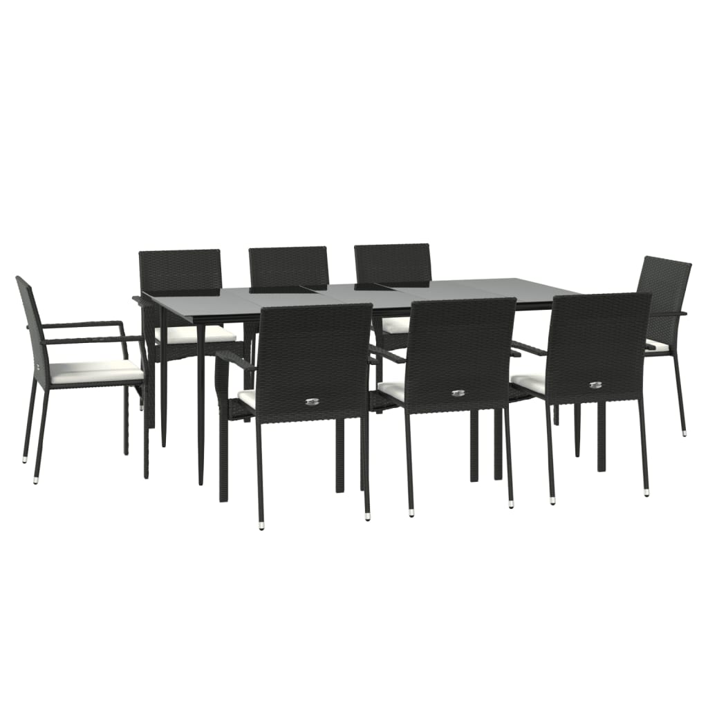 vidaXL 9-delige Tuinset poly rattan zwart afbeelding