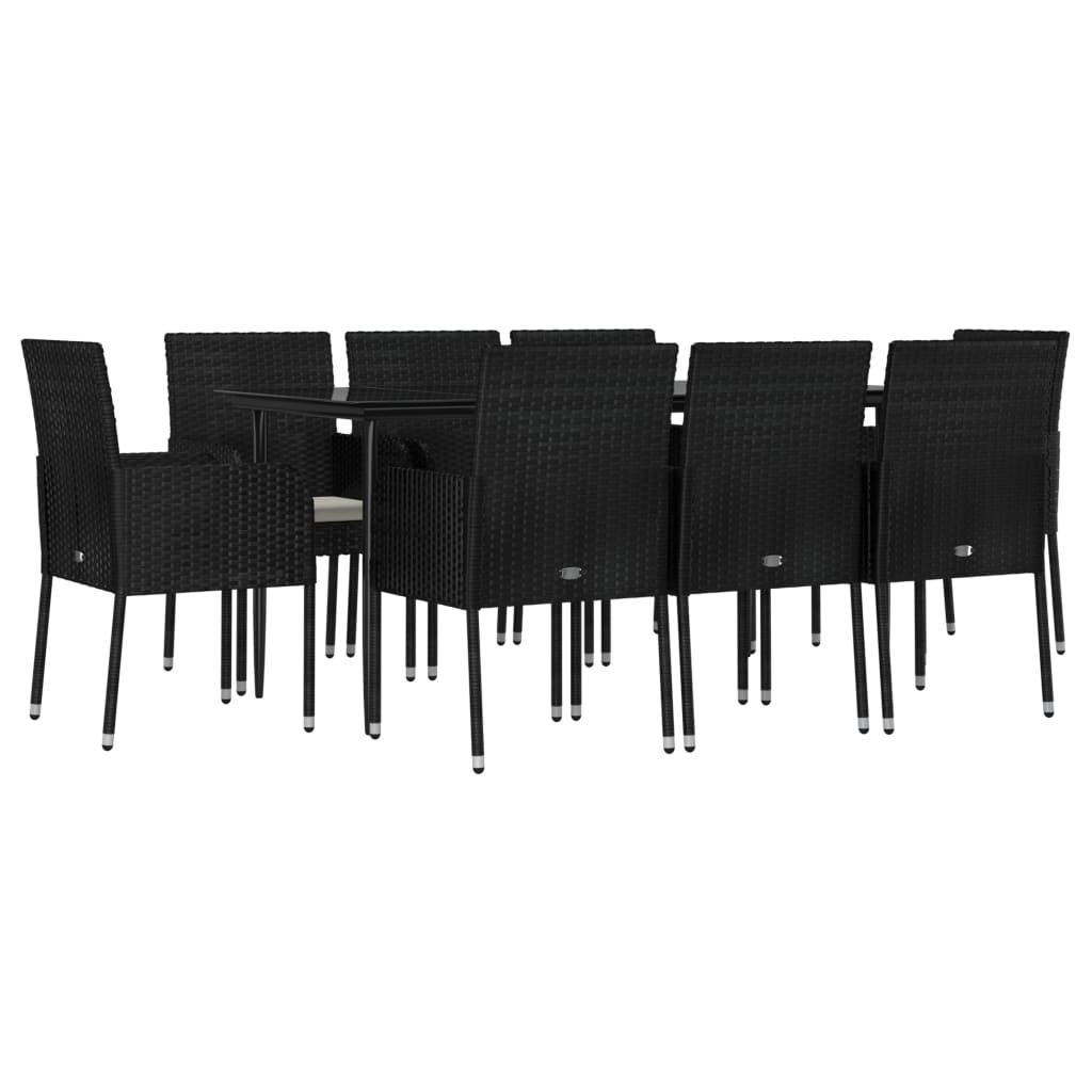 vidaXL 9-delige Tuinset poly rattan zwart afbeelding