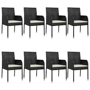 Vrtna jedilna garnitura 9-delna z blazinami črn poli ratan - slika 4