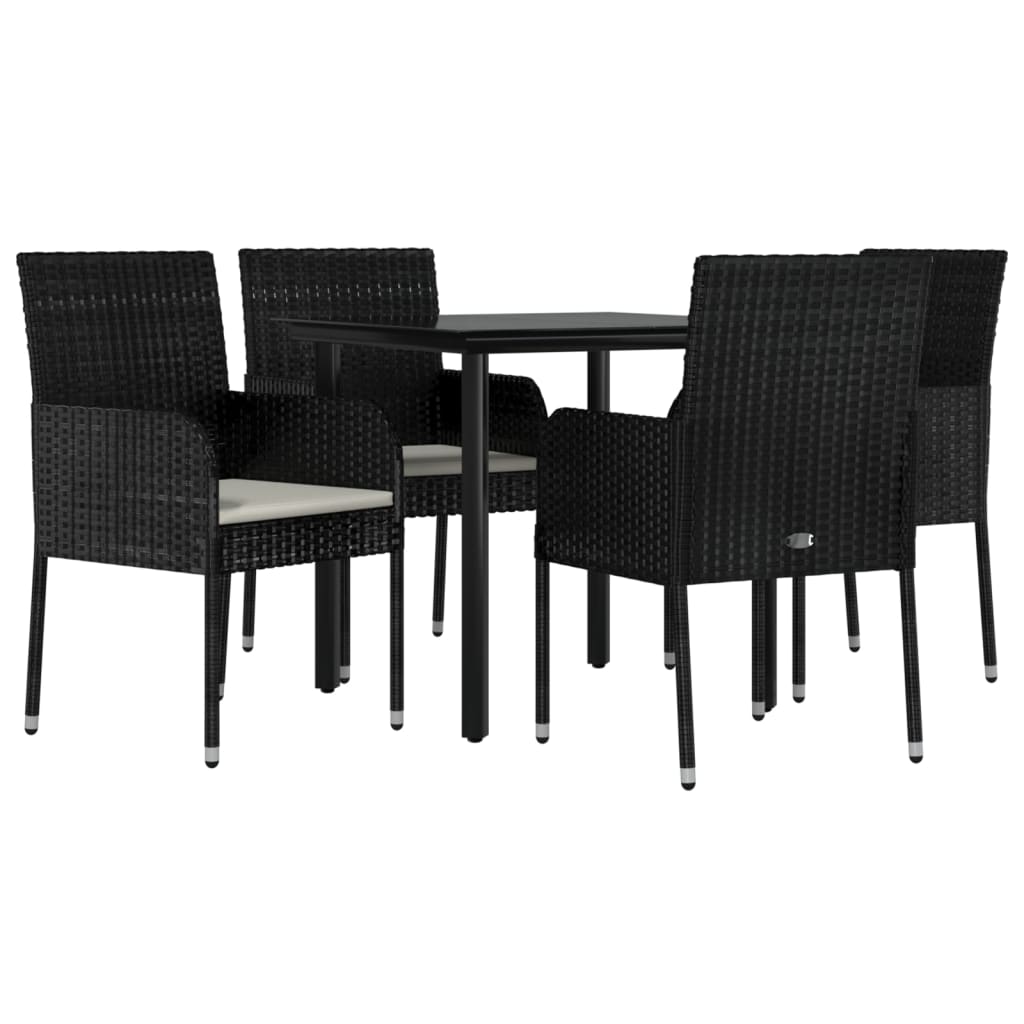 Thumbnail - vidaXL 5-tlg. Garten-Essgruppe mit Kissen Schwarz Poly Rattan