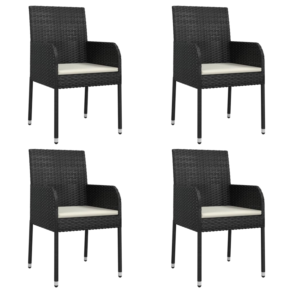 Set mobilier de grădină cu perne, 5 piese, negru, poliratan