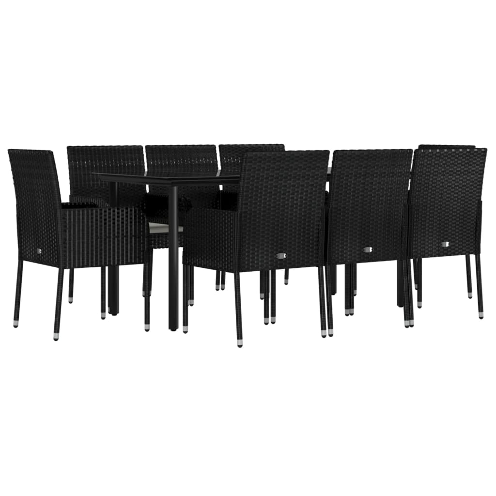 vidaXL 9-delige Tuinset poly rattan zwart afbeelding