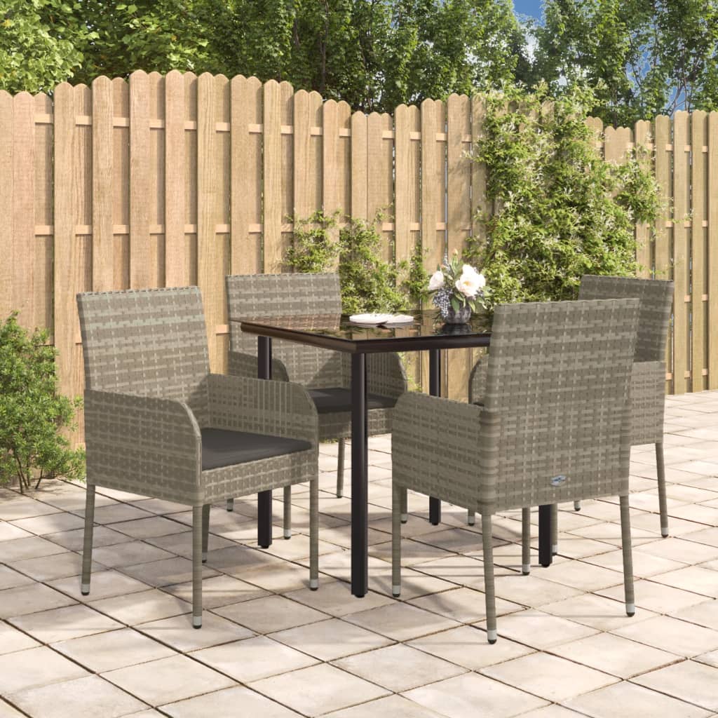 vidaXL Mobilier à dîner de jardin et coussins 5 pcs noir et gris