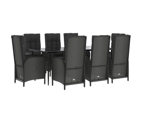 vidaXL 9-delige Tuinset poly rattan zwart