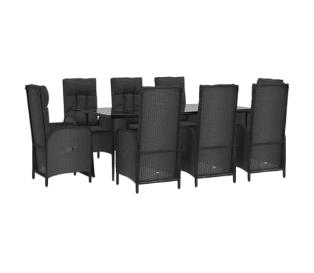 vidaXL 9-delige Tuinset poly rattan zwart