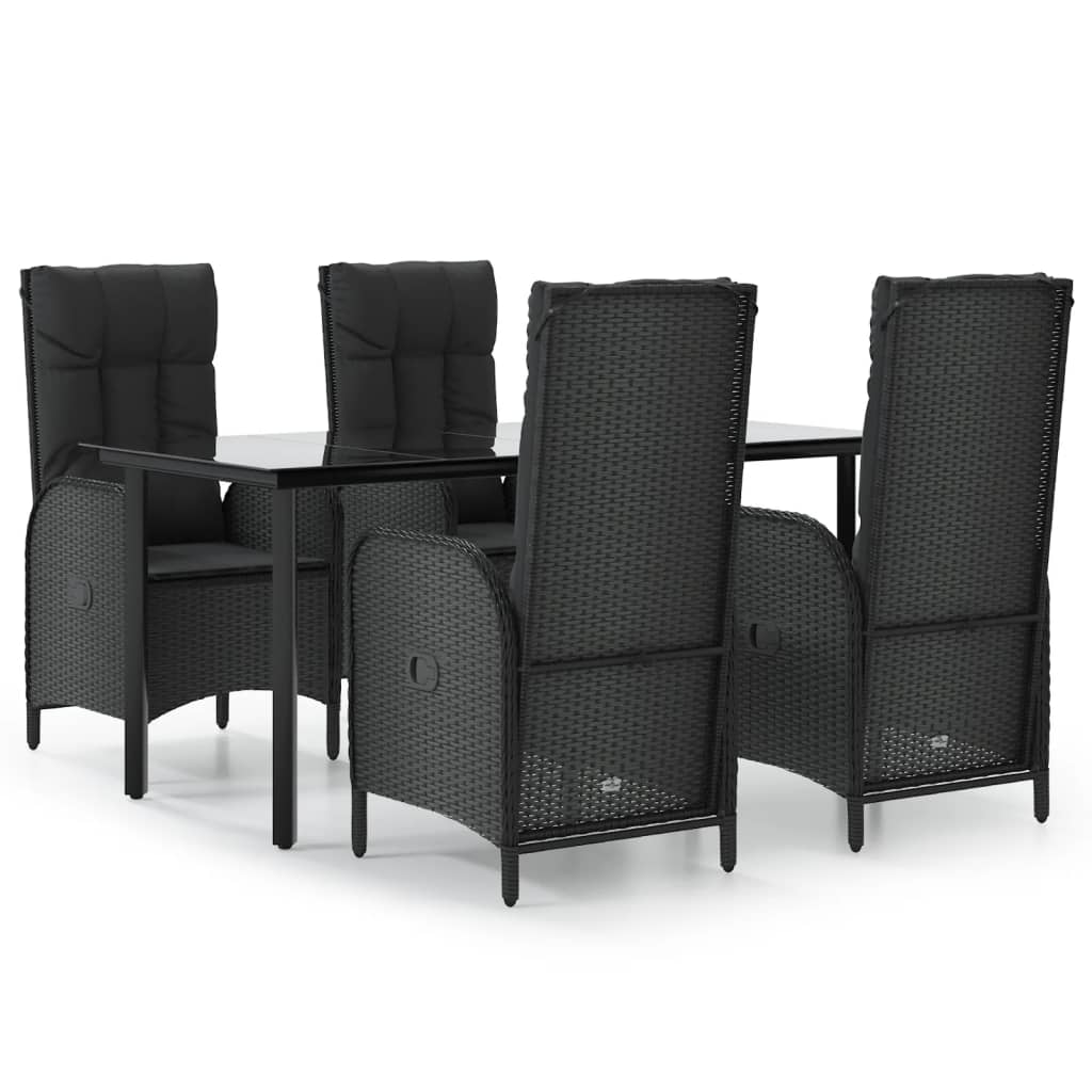 Thumbnail - vidaXL 5-tlg. Garten-Essgruppe mit Kissen Schwarz Poly Rattan