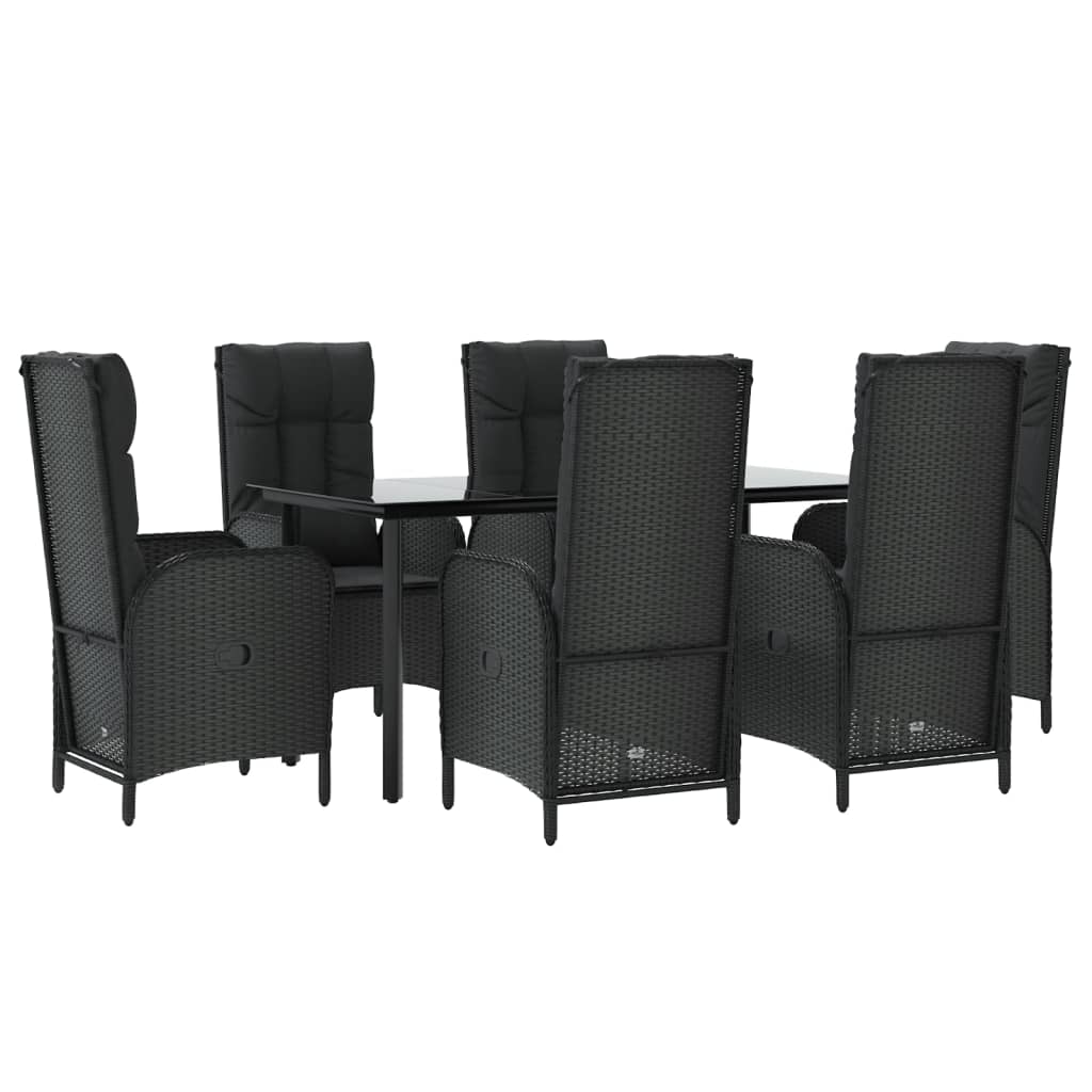 vidaXL 7-delige Tuinset met kussens poly rattan zwart afbeelding