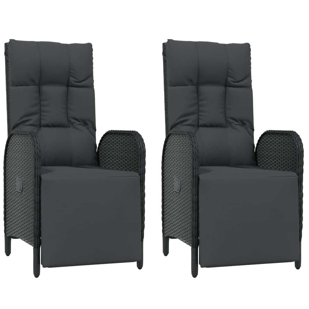 Set mobilier de grădină cu perne, 5 piese, negru, poliratan