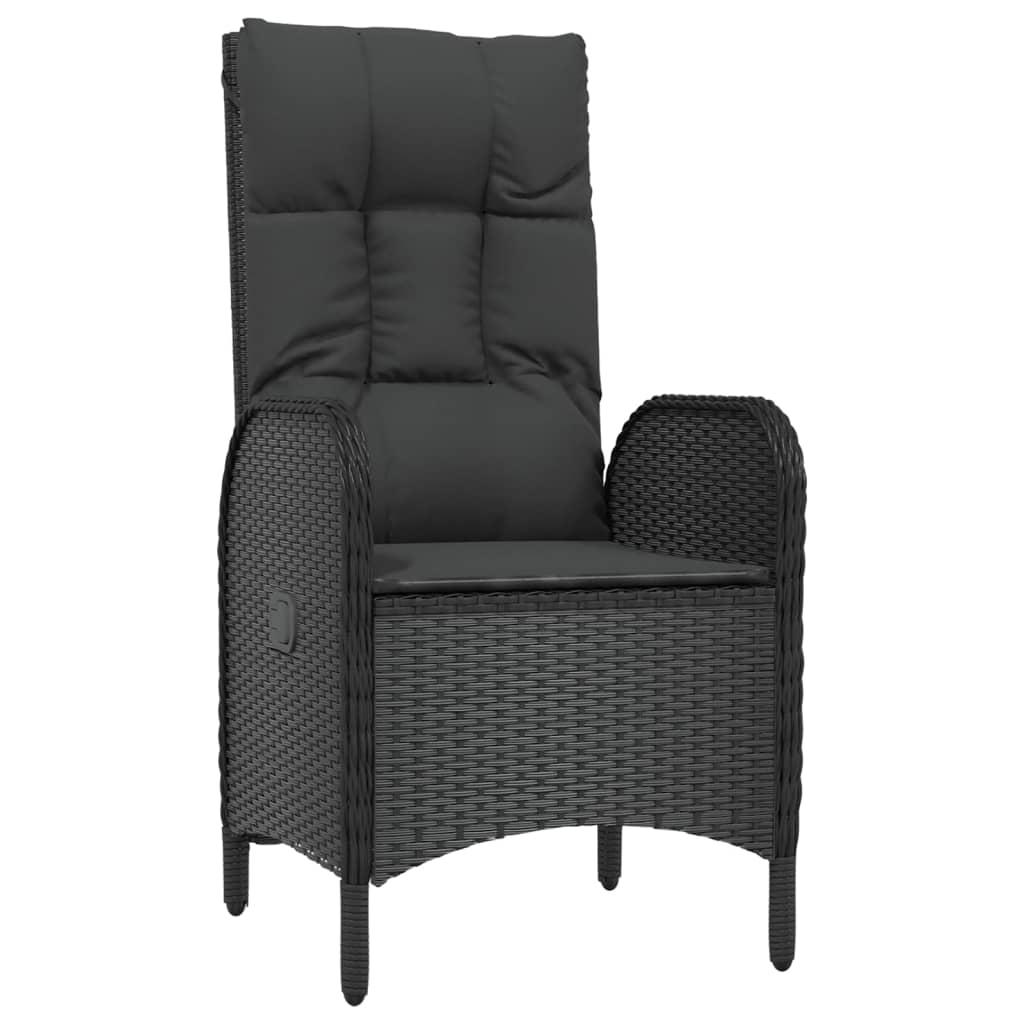 Set mobilier de grădină cu perne, 5 piese, negru, poliratan