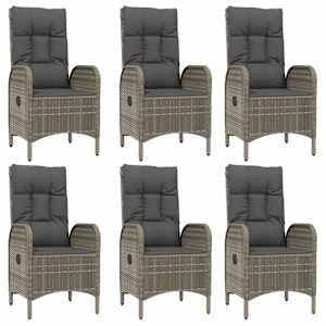 7dílný zahradní jídelní set s poduškami černý a šedý polyratan - obrázek 4